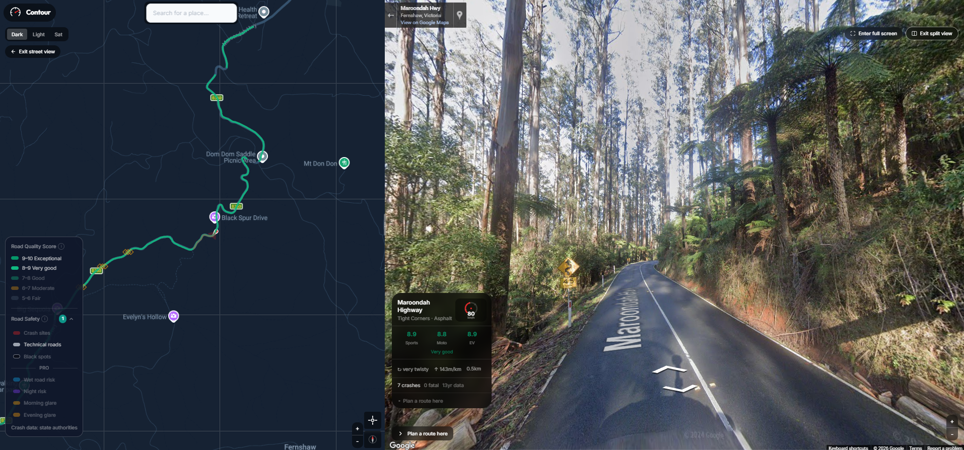 Contour Discover Mode - road scoring heatmap across Australia